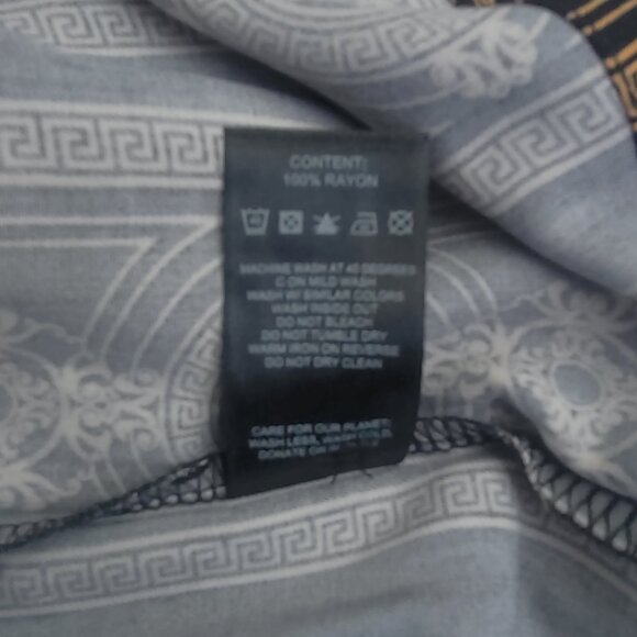 NWT Casa Moda Couture M Mens Woven Shirt AOP Baroque Pattern Black Gold S/S - Picture 6 of 7